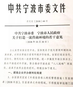 新政80条 对标世行标准 宁波要在这方面打造国内一流 