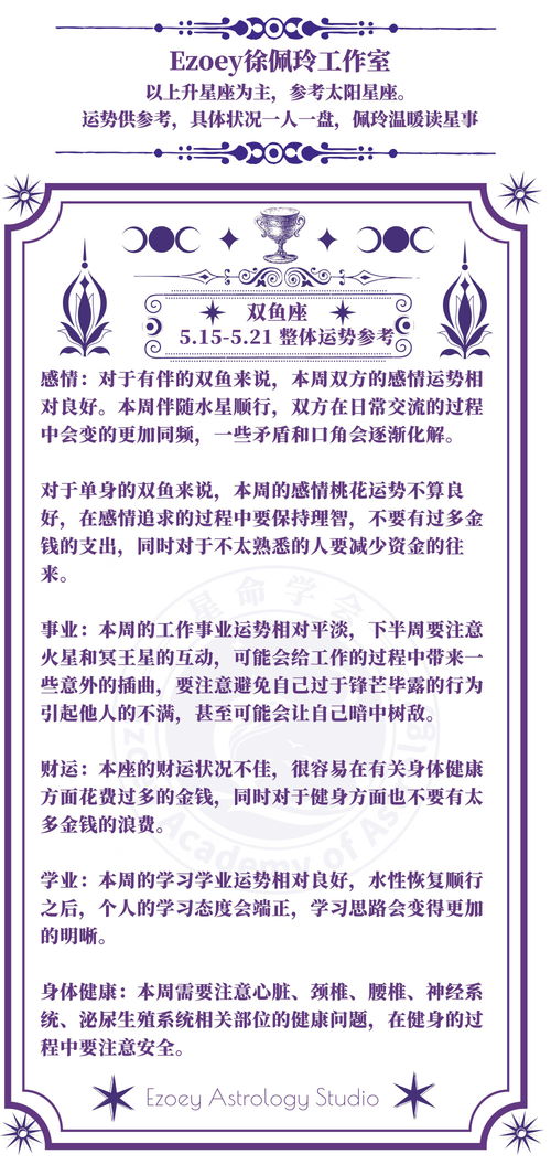 十二星座一周播报 5 15 5 21 Ezoey徐佩玲星座周报