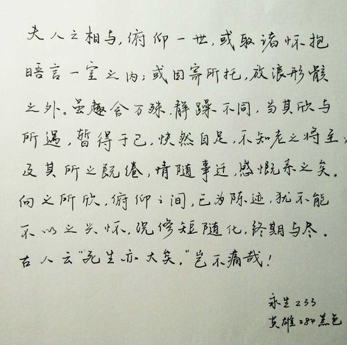 王羲之 兰亭集序 选段钢笔字笔友习作欣赏 