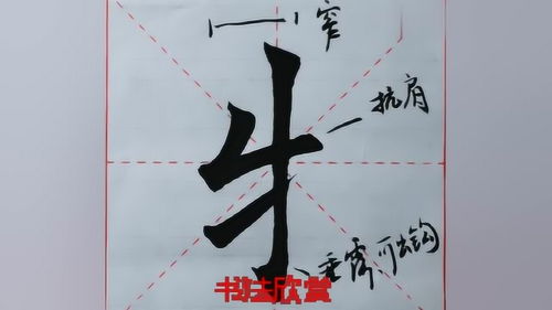 书法作品,偏旁部首之 牛 字旁的书写方法和手法 