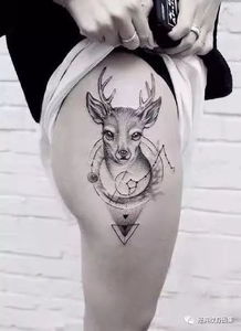 女士纹身鹿，摩羯座鹿纹身
