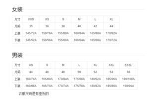 字母表示各自尺寸的身高