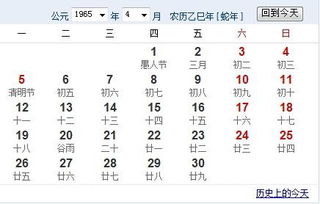 农历1965年的清明节阳历是几号
