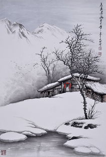 吴大恺雪景山水画 目空无物冻人心魄