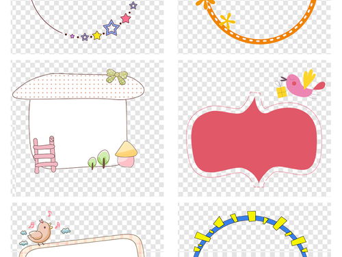 卡通手绘可爱边框蓝色黄色PNG透明素材图片 模板下载 13.51MB 卡通手绘边框大全 花纹边框 