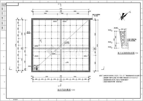 某5米深矩形水池全套结构施工图 平面尺寸为42米 46米