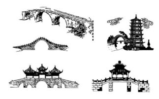 中国古建筑 拱桥 塔 亭子矢量素材图片 模板下载 0.53MB 中国风边框大全 花纹边框 