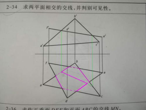 机械制图 求两平面相交的交线,并判别可见性 