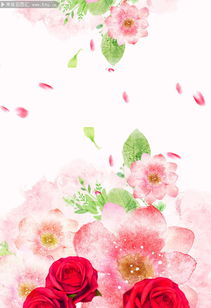 唯美粉色水彩花卉背景素材