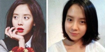 韩国女星卸妆前后对比,秀智八字眉太抢镜