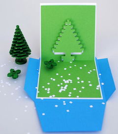 圣诞节圣诞树像素圣诞贺卡立体卡片手工小制作教程