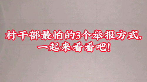 村干部最怕的3个举报方式,一起来看看吧 