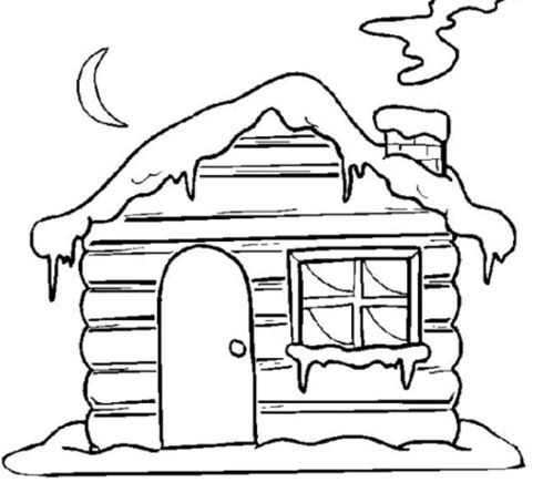 圣诞雪屋的简笔画图片 雪中的房子