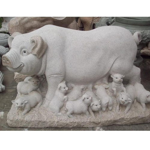 石雕吐水猪头 德州猪大理石雕塑厂