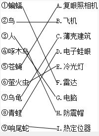 根据下列动物的某些特性进行配对. 题目和参考答案 青夏教育精英家教网 