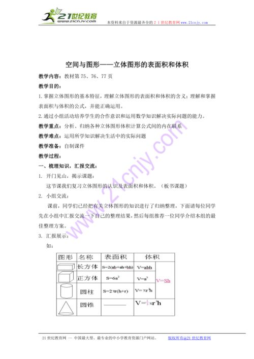 小学数学立体图形表面积体积公式 图片信息欣赏 图客 Tukexw Com