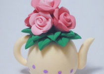超轻粘土制作水壶花瓶插玫瑰花装饰摆件