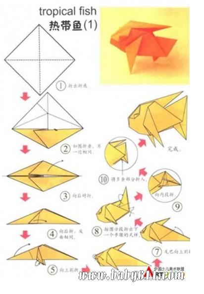 幼儿手工折纸 热带鱼