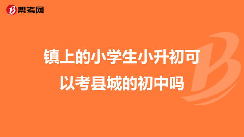 镇上的小学生小升初可以考县城的初中吗