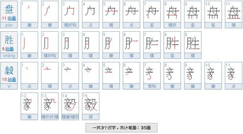 盘胜毅这几个字有几画 