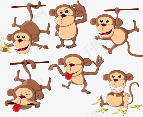 可愛的小猴子合集素材圖片免費下載 高清卡通手繪psd 千庫 圖片編號6481851