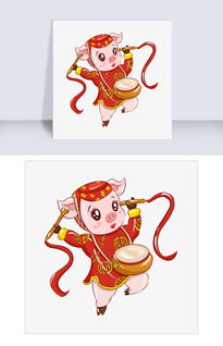 2019猪年新年红红火火手绘卡通吉祥猪猪图片素材 PSB格式 下载 动漫人物大全 