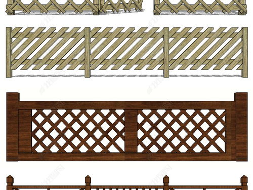 竹篱笆院墙木质栏杆su模型设计模型下载 
