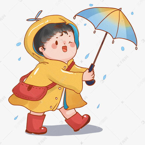 小女孩下雨打伞可爱插画素材图片免费下载 千库网 