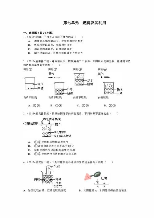 第七单元 燃料及其利用单元测试卷