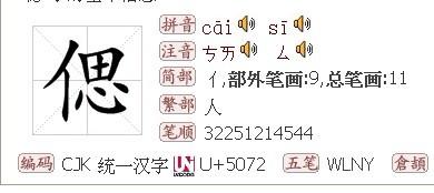 右边单人旁右边放一思字这个汉字怎么读 