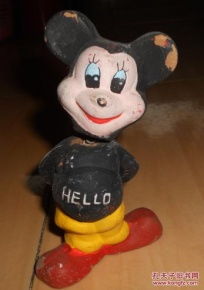 老玩具泥塑摆件米老鼠 