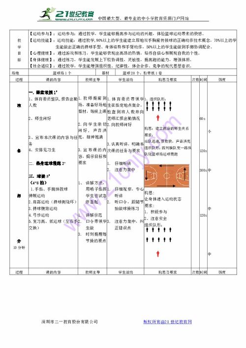 篮球双手胸前传接球教学设计 