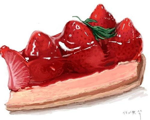 来自日本插画师 Nicole 草莓甜品绘画作品 