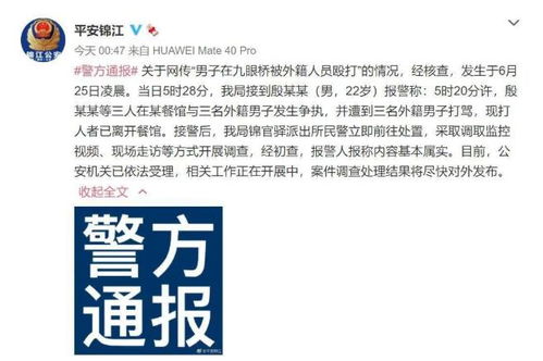 成都男子遭三名外籍男子围殴,涉事者称如在他们国家早进医院了