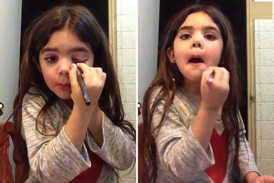 5岁小女孩成化妆达人 教学视频走红网络