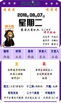 星座巫师星历 2018年08月07日 星期二