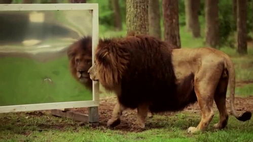 狮子第一次照镜子,开始质疑自己的 美貌 ,狮子 我长这鬼样 