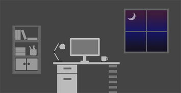 纯CSS3绘制夜晚书房电脑桌特效 