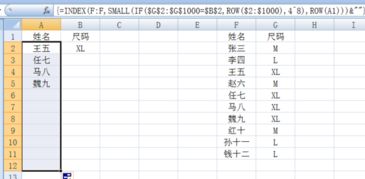 请教一个excel表格中统计数量的问题 如果有一张人员对应的衣服尺码表 