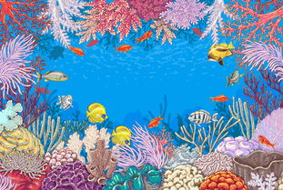 卡通珊瑚海底世界背景墙图案图片素材 ai模板下载 14.84MB 卡通手绘边框大全 花纹边框 