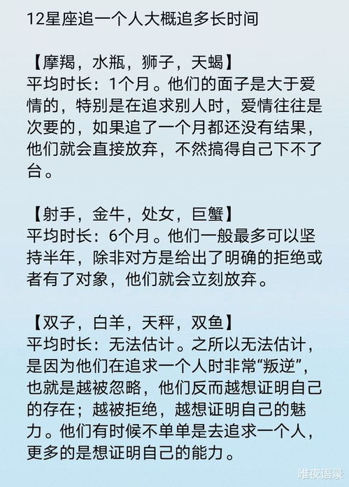 十二星座追一个人大概追多长时间,12星座男会不会主动做家务