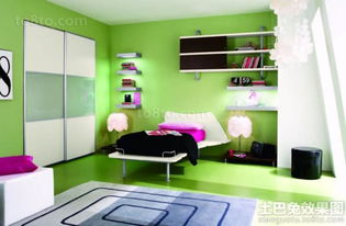 卧室绿色墙面 