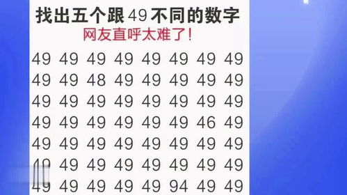 乍看都是49 实际上藏着5个不同的数字 眼力好的一下就能找到