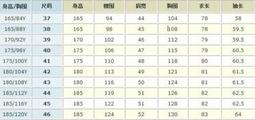 西服尺码是46 换算成 号 型 体型代号, 如 170 92A 是多少 