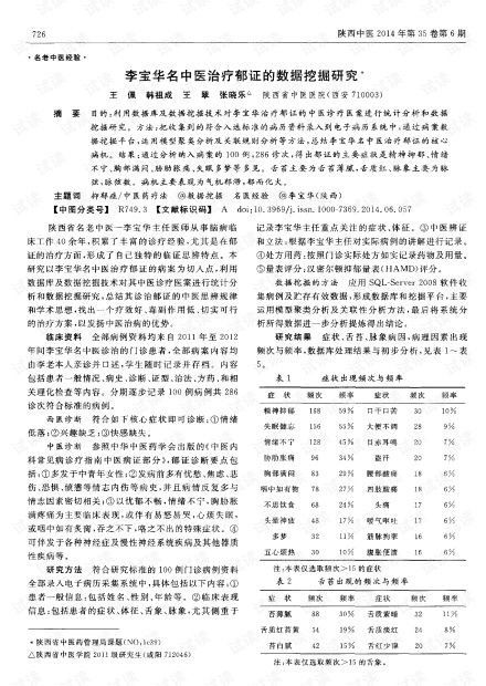 李宝华名中医治疗郁证的数据挖掘研究.pdf