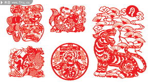 春节新年剪纸素材 中国年剪纸矢量图