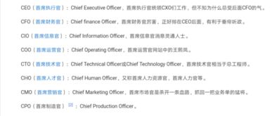 c什么o，都是什么意思？比如说（ceo.cio.cfo）等等之类的！