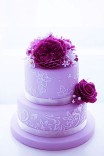 翻糖蛋糕 浪漫的紫色婚礼蛋糕