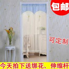 防水布艺门帘卧室防蚊长门帘厨房卫生间风水帘隔断帘半帘格子门帘 