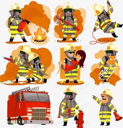 矢量消防组图素材图片免费下载 高清装饰图案psd 千库网 图片编号4212521 